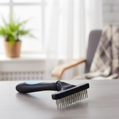 Anti-nœudsPro brosse pour chien noir sur une table