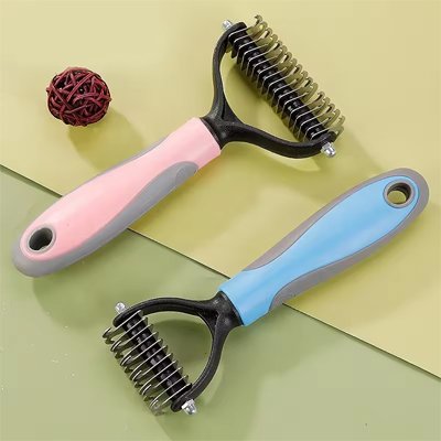 DemelExpert brosse pour chien poil long rose et bleu