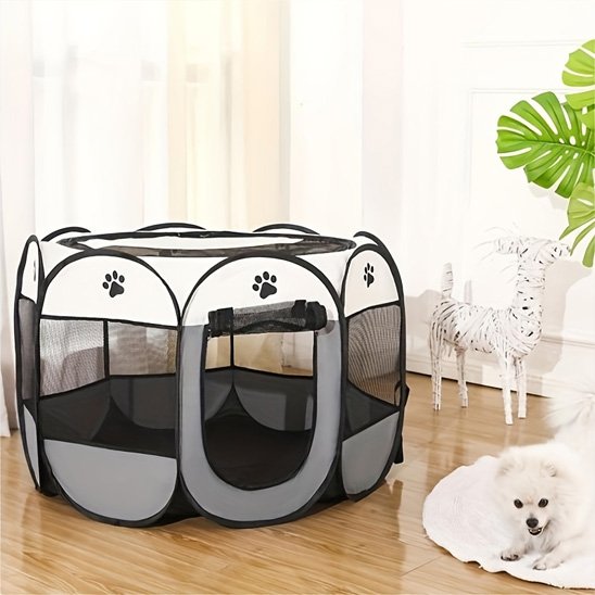 DogParkGo parc pour chien gris dans un salon