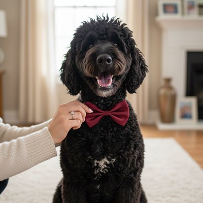 ElegantStyle noeud papillon rouge dans le cou d'un chien noir
