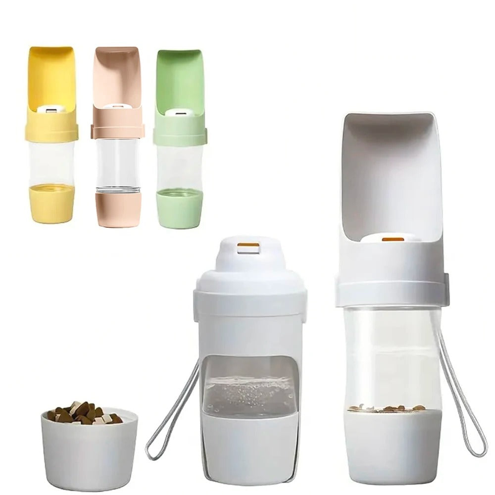 HydraDog on voit les quatre couleurs de gourde disponible verte grise jaune et rose