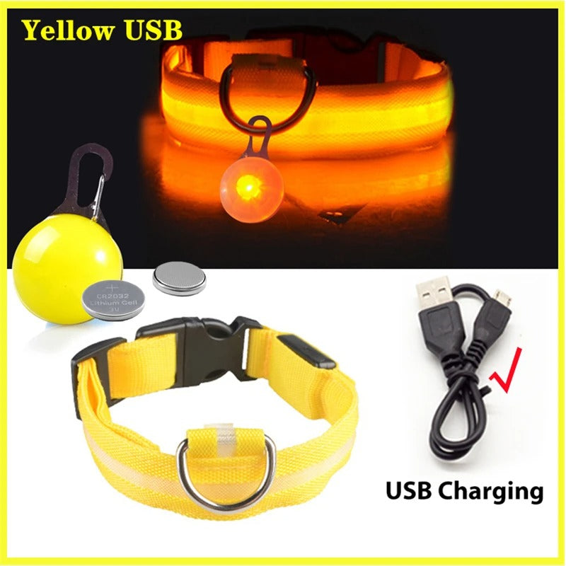 NightSafe collier lumineux jaune allumer et eteint avec sa charge usb