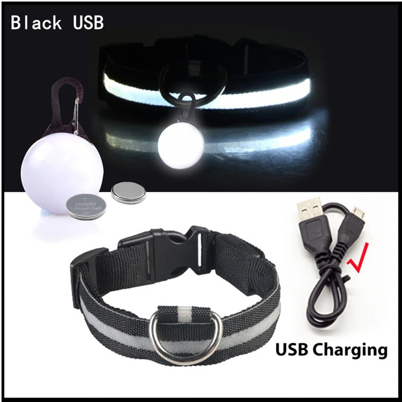 NightSafe collier lumineux noir allumer et eteint avec sa charge usb