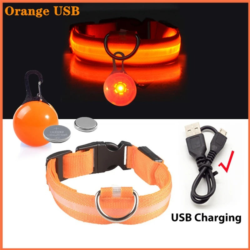NightSafe collier lumineux orange allumer et eteint avec sa charge usb