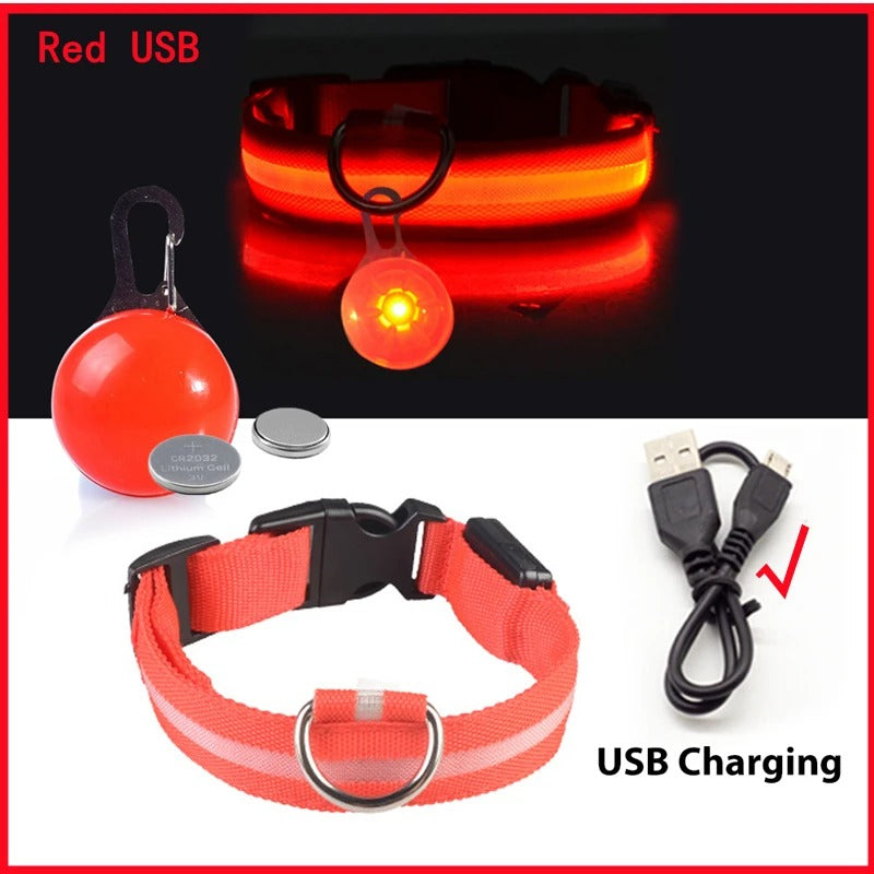 NightSafe collier lumineux rouge allumer et eteint avec sa charge usb