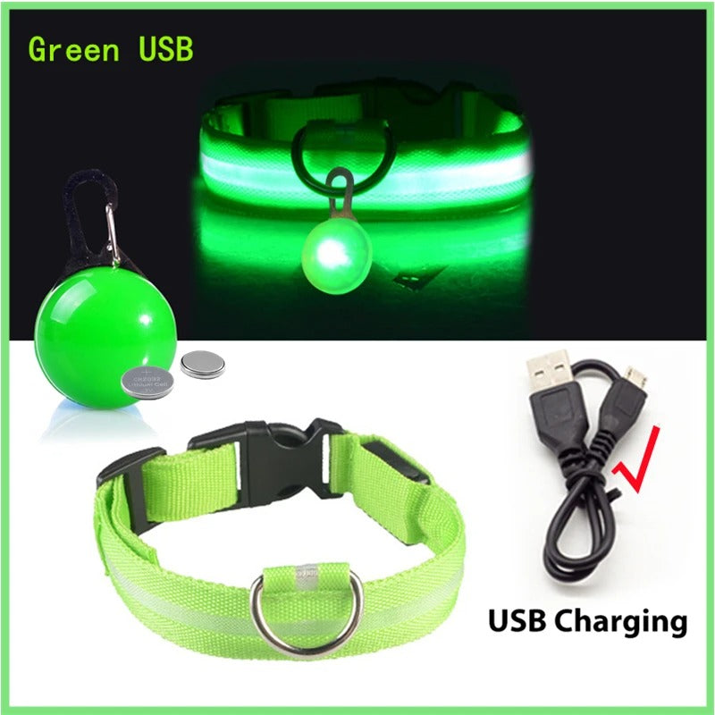NightSafe collier lumineux vert allumer et eteint avec sa charge usb