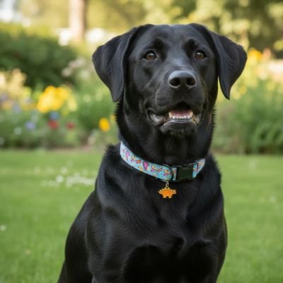 PawStyle collier chien bleu porter par un chien noir