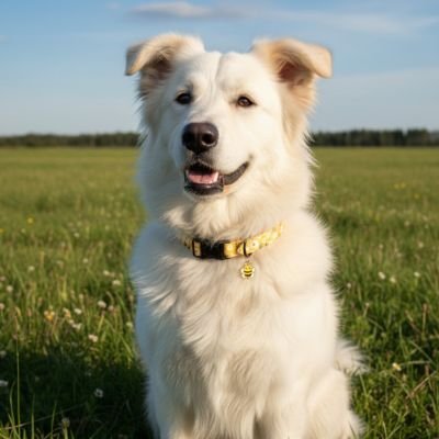 PawStyle collier chien jaune porter par un chien blanc