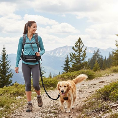 Pro-Comfort une femme promene son chien avec la laisse canicross