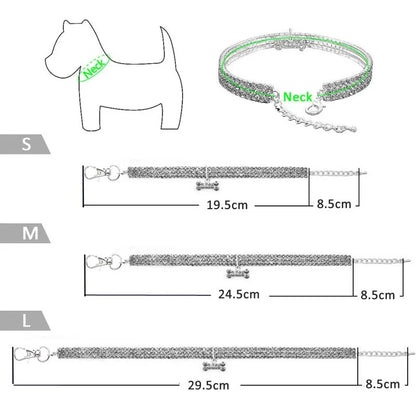 Scintille les trois grandeurs de collier pour chien avec leur mesure