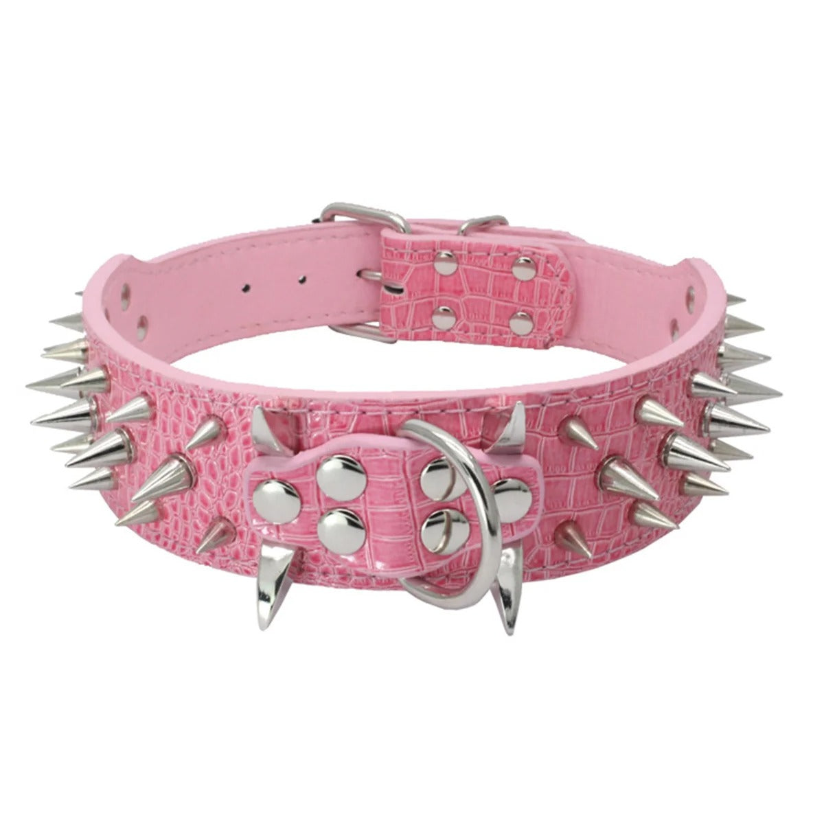 SteelDog le collier chien clouter rose et argent