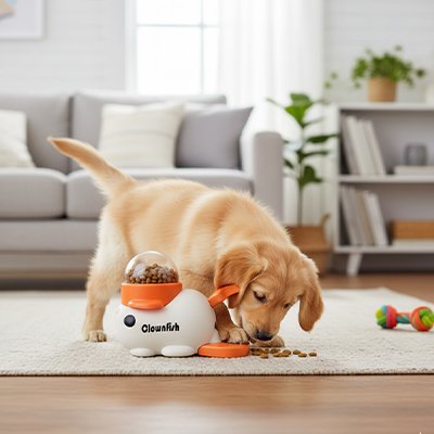 WhaleFood jouet chien blanc avec un chiot beige